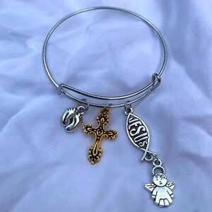 Brand New! Handmade! Adjustable Charm Bangle Bracelet!